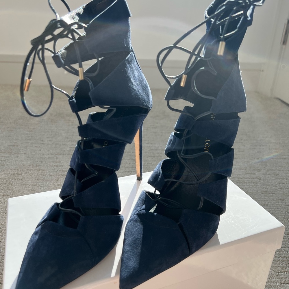 Tamara Mellon blue suede lace up heels size 40